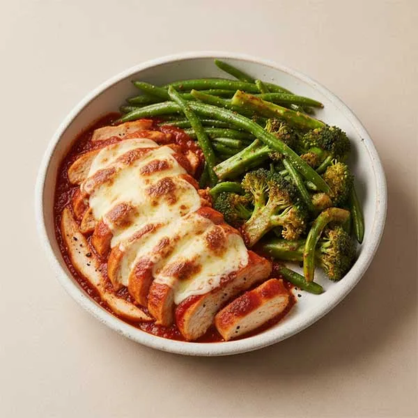 Provolone & Basil Chicken With Paprika Broccoli & Greens